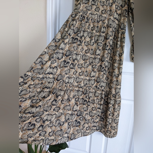 ZARA Snakeskin Puff Sleeves Midi dress - Picture 7 of 11